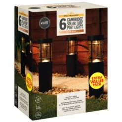 Cambridge Solar Powered Tube Post Lights 6pk -B and M Shop 392998 cambridge solar powered tube post lights 6pk 3