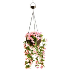 Solar Powered Artificial Floral Hanging Basket -B and M Shop 393030 solar powered artificial floral hanging basket 3