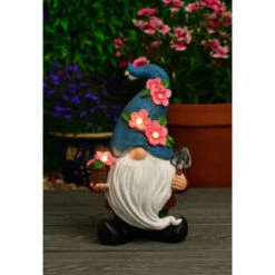 B&M Gonk Gnome Ornament With Solar Flower Hat - Blue -B and M Shop 393077 gonk gnome ornament with solar flower hat blue