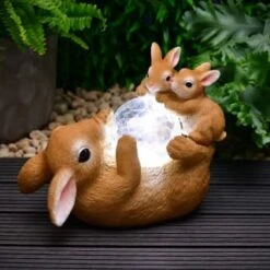 B&M Resin Rabbit Family With Solar Light 6 B&M Resin Rabbit Family With Solar Light -B and M Shop 393078 resin family with solar light rabbit 2