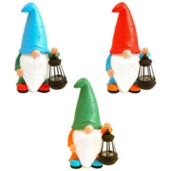 B&M Garden Gonk Ornament With Solar Lantern - Red -B and M Shop 393259 garden gonk ornament with solar lantern group