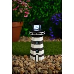 B&M Lighthouse Ornament With Rotating Solar Light - Grey 6 B&M Lighthouse Ornament With Rotating Solar Light - Grey -B and M Shop 393263 lighthouse ornament with rotating solar light grey
