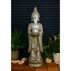 B&M Standing Buddha Ornament With LED Light 5 B&M Standing Buddha Ornament With LED Light -B and M Shop 393432 standing buddha ornament with cool white led