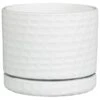 B&M White Ceramic Planter With Base Plate 2 B&M White Ceramic Planter With Base Plate -B and M Shop 393651 white ceramic planter with base plate 2