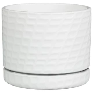 B&M White Ceramic Planter With Base Plate 3 B&M White Ceramic Planter With Base Plate