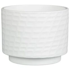B&M White Ceramic Planter With Base Plate 8 B&M White Ceramic Planter With Base Plate -B and M Shop 393651 white ceramic planter with base plate 4