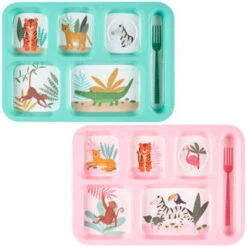 B&M Little Safari Large Kids Platter - Pink -B and M Shop 394214 394215 large kids platter group