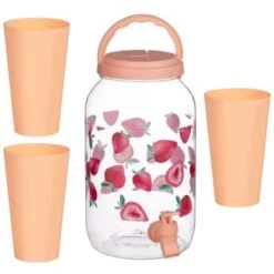 B&M Drinks Dispenser - Strawberries -B and M Shop 394274 fruit print dispenser strawberry