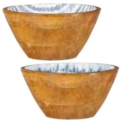 B&M Ocean Air Wooden Bowl - Stripes -B and M Shop 394287 ocean wooden bowl main