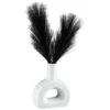 B&M Stone Rounded Vase With Black Pampas -B and M Shop 394712 stone rounded vase with black plants